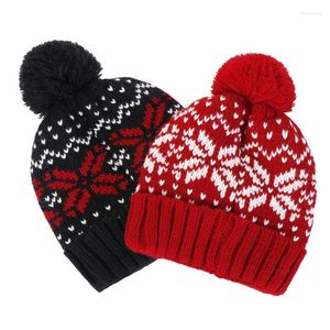 Beanie/Skull Caps Women Snowflake Pompom Beanie Hat Christmas Gift Korean Winter Warm Knitting Thick For Valentine's Day Chur22