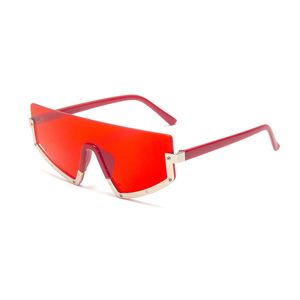 Neue Damen-Sonnenbrille, modisch, einteilige Linse, Goldrand, Halbrahmen-Modifikationsbrille, trendige Brille, gelb-grauer Spiegel, Party, beliebt