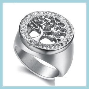 Pierścienie zespołu biżuteria projekt palca drzewo życia pierścień mody kryształ stal tytanowy dla kobiet dostawa 2021 HJ