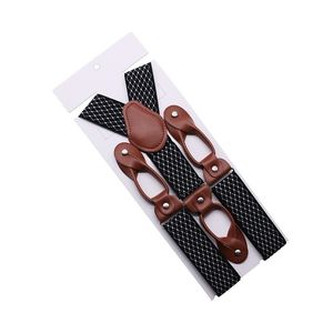 35mm Width Suspenders For Men Brown Leather Trimmed Button End Elastic Tuxedo Y Back Men Fashion Suspenders Pant Braces Dad Gift 220526