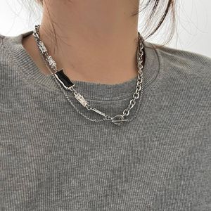 Hänge halsband personlighet kristall pärla skarvning på spänne halsband för kvinnor män hip hop chunky rostfritt stål kedja grunge juvelrypenda