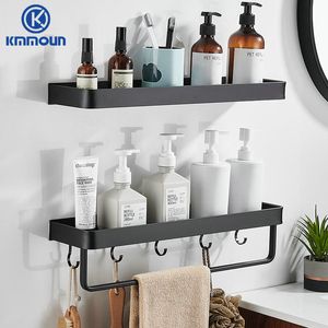 Black White Bathroom Shelf Shampoo Holder Kitchen Storage Rack Bathroom Hardware Space Aluminum Shower Room Accessory 220527