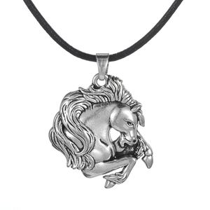 Pendant Necklaces My Shape Vintage Silver Plated Horse Charm Lover Necklace Leather Cord For Men & BoyPendant