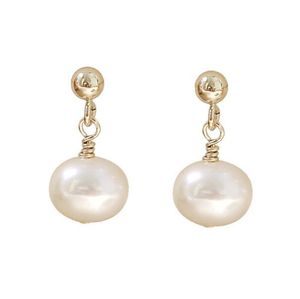 8-9mm Ear Studs Dangle & Chandelier Freshwater pearl Earrings white Pink purple Lady/girl Fashion jewelry