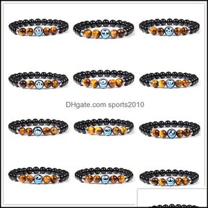 Arts And Crafts 12 Zodiac Charm Strands Bracelet Constellation Signs Tiger Eye Stone Beads Bracelets For Women Men Couple H Sports2010 Dhc0N
