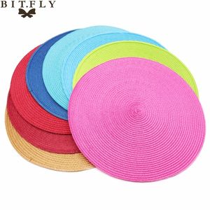 4pcs PP Dining Table Mat Woven Placemat Pad Heat Resistant Bowls Coffee Cups Coaster Napkins For Home Kitchen Party Supply 220610