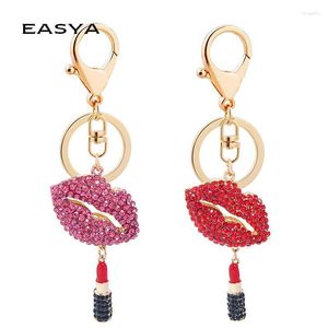 Keychains Sexy Elegant Women Crystal Lips Costume Keychain For Girls Lipstick Bag Dress Banquet Accessories Alloy KeychainKeychains Fier22