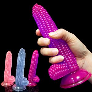 Milho colorido enorme vibrador macio com ventosa pênis adulto brinquedo sexy para mulheres gay masturbação anal butt plug expansor