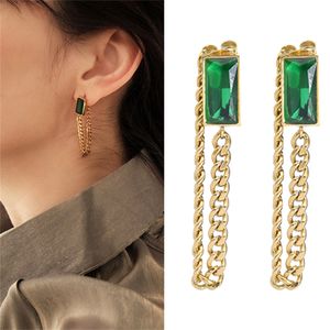 Natural Green Diamond Stone Gold Earrings Girls Party Stud present Nytt koreanskt mode Indian Populära julklapp Kvinnliga smycken Charmiga tillbehör Friendshipe