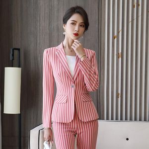 Womens Tracksuits Large Size 4XL Professional Suit Women Spring And Summer Casual Stripes Temperament Fashion High Quality Work ClothesWome