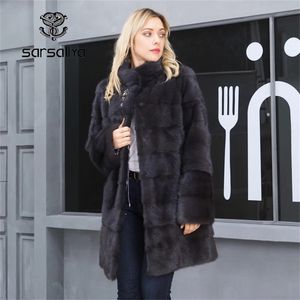 Natural Fur Coats Winter Women Mink Fur Coat Female Genuine Leather Jackets Ladies Oversize Warm Thick Detachable Long 201214
