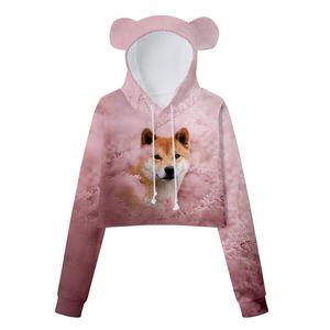 Men's Hoodies & Sweatshirts Bear Ears Cropped Sweatshirt Women's Sweater Sexy Fashion Hoodie Sportswear Trend AnimalMen's