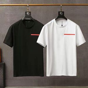 高級カジュアルメンズ Tシャツ新着用デザイナー半袖綿 100% 高品質卸売黒と白のサイズ prad tシャツ tシャツ