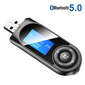 T13 Bluetooth 5.0 Receptor de áudio Adaptador USB com microfone para TV PC Car Carro Estéreo USB 3,5mm RCA Converter Wireless Dongle