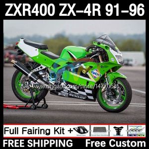 Kit corpo completo per KAWASAKI NINJA ZXR 400 CC ZX-4R ZXR400 91 92 93 94 95 96 Carenatura 12DH.9 ZX4R 400CC ZX 4R ZXR-400 1991 1992 1993 1994 1995 1996 Carenatura ABS verde argento