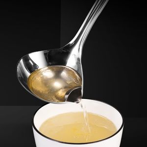 Dual Purpose Oil-Soup Separation Spoons 304 Stainless Steel Filter Scoop Oil Drain Filter Spoon Oil-colander Strainer-spoon Kitchen Tools ZL1134