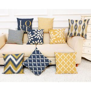 Pillow Case Geometry Pillowcase Cotton Linen Printed 18x18 Inches Euro Pillow Cushion Covers Car Sofa Home Party Decoration