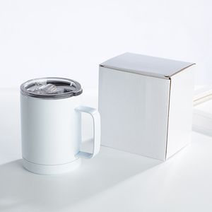 Bicchieri isolati sotto vuoto con sublimazione in bianco Tazze da caffè in acciaio inossidabile da 12 OZ con manico Personalizza tazze thermos per bambini