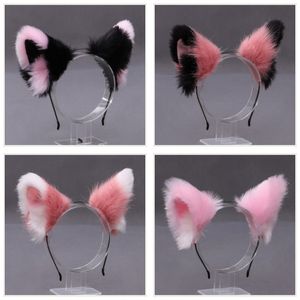 2024 grand event Lolita Cosplay Cat Ears Headband Anime Dance Party Costume Wolf Fox Ear Plush Hairband Girls Kawaii Hair Accessories Props