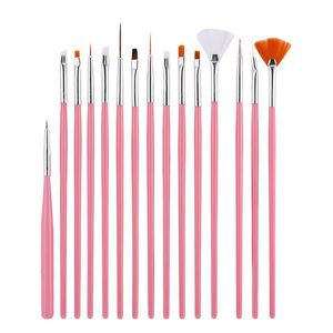 15Pcs Nail Art Acrylic Brush Set Painting Pen Art Salon Brush Acrylic Nail Brush Nail Polish Brushes Kit For Manicure Tool