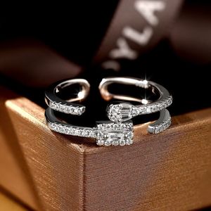 Fashion Luxury Openings Adjustable designer ring Jewelry 925 Sterling Silver Wedding Rings White 5A Cubic Zirconia love diamond ring Promise for woman With Box