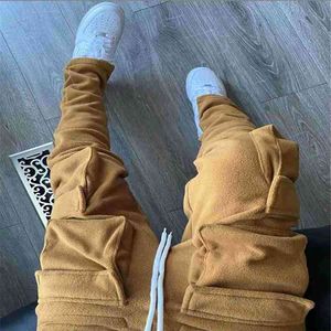 Fleece Warm Men Pants for Autumn Winter Streetwear Men's Sweatpants Byxor arbetar jogga utomhus G220713