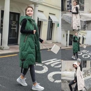 Women's Vests Warm 2022 Winter Women Long Fashion Hooded Sleeveless Casual Lady Outwear Vest Blouse Shirts Coat Femme Sweatshirt Parkas Luci