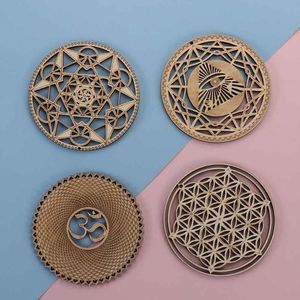 Wholesale wood signs home decor resale online - Party Decoration Styles Wooden Wall Sign Flower Of Life Shape Laser Cut Wood Art Home Decor Coasters Craft Making Sacred Geometry Ornament