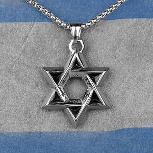 Pendant Necklaces Judaism Hexagram Long Men Pendants Chain Punk For Boyfriend Male Stainless Steel Jewelry Creativity Gift WholesalePendant