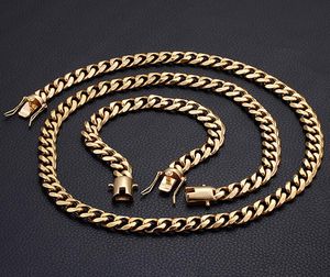 Hip Hop 14K Goldketten Herren 22cm Armband 15mm KUBANISCHE KETTE vergoldete HALSKETTE