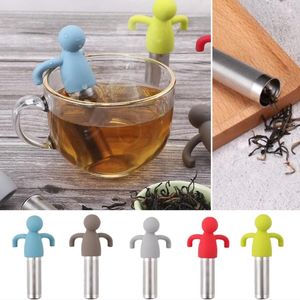 Silicone Tea Infuser Creative Little Man Form Teas Strainer För Mugg Fancy Filter Puer Tea Herb Verktyg Tillbehör 7 Färger