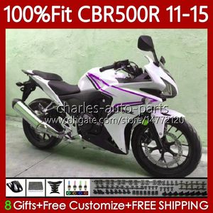 Carrozzeria OEM per HONDA CBR 500 R CC 500R 2011-2015 bianco viola 126No.109 CBR-500R CBR500 R CBR500R 2011 2012 2013 2014 2015 CBR500RR 11 12 13 14 15 Carenatura iniezione