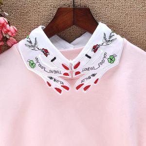 Bow Ties 2022 Women Neckwear Cotton Embroidery Finger Tie Neckline Fake Collar Chiffon Detachable False Removable Lapel Blouse Top Fier22