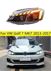 Strålkastare alla LED för VW Golf 7 LED-strålkastare 2013-17 MK7 Turn Signal Angel Eye Lens Dayme Running Lights High Beam