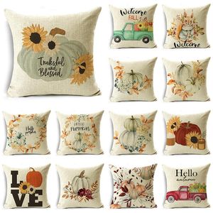 Cushion/Decorative Pillow Creative Personality Cover Hello Autumn Flowers Pumpkin Sofa Decoration Cushion 40 40cm/45 45cm/50 50cmCushion/Dec