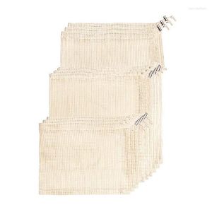 Reusable Produce Bags Natural Cotton Material Is Biodegradable Machine Washable & Dryer Friendly Double-Stitched Seams Set Of Laundry Bag