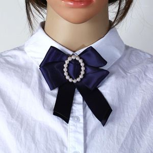 Pins Brooches Fashion Soft Fabric Ribbon Bow Brooch Ties Flower Pearl Pin Women Necktie Collar Shirt Brosh Marc22