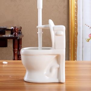 Toilet Shape Ceramic Base TPR Brush Set Multicolor Cleaning Holder Bathroom Accessories Drain Long Handle Y200407