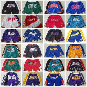 All Team Basketball Short Just Don Sports Shorts Mesh Retro sydd Hip-Pop Pants With Pocket Dragkedja Sweatpants Man Size S-XXL
