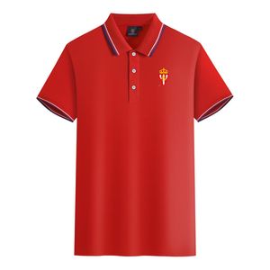Real Sporting de Gijon S.A.D. Män och kvinnor Polos Mercerized Cotton Short Sleeve Lapel Breattable Sports T-Shirt Logot kan anpassas
