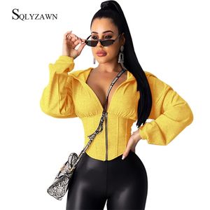 Solidne szare z kapturem Top Kobiety Sczepa Bluza Batwing Batwing Długie rękawy Bluzy Seksowne 2020 Fashion Fashion Ubrania LJ201103