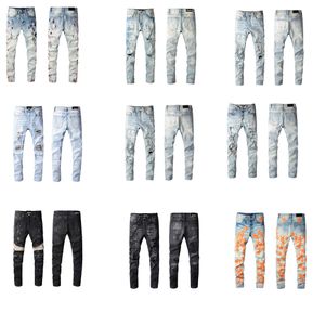 Горячие продажи потертые стройные джинсы для мужчин хип -хоп уличная одежда повседневная микроупругость бренд для карандашных брюк