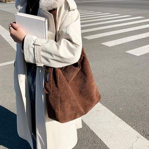 Borse da sera Borsa da donna in tessuto di stoffa vintage con tracolla in velluto a coste a righe Borsa grande da donna Eco Borsa grande per libri per studentesse universitarieSera