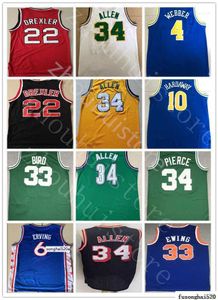 Мужчины Retro Vintage Classic Basketball Jerseys Ray34 Аллен Патрик Юинг Клайд 22 Дрекслер Оскар Робертсон Пенни Хардвей Уэббер Берд Пол 34 Жункции