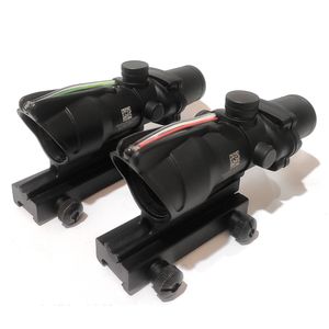 Trijicon Tactical Scope for Hunting ACOG 4X32 Style Real Fiber Optic Red or Green Chevron Crosshair Illuminated Sight