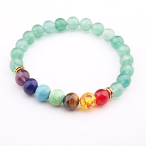 8mm Natural Verde Cristal Stands Strands Pulseiras Handmade Frisado Para As Mulheres Homens Charme Yoga Esportes Jóias