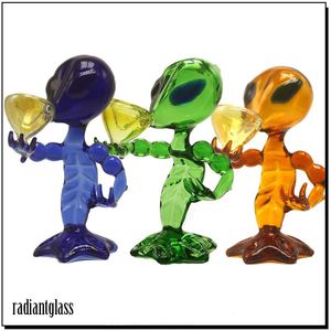 Designer new smoking pipe Alien Glass Pipes Bubblers 6.22 tall G Spot Bong Water smoking accessories Mixed color