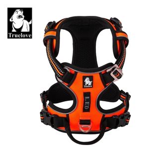 Truelove Pet Reflexive Nylon Dog Harness No Pull Ajuste Ajustável Média grande colete de cachorro veiculador de veículos para veículos de segurança Caminhada correndo 220815