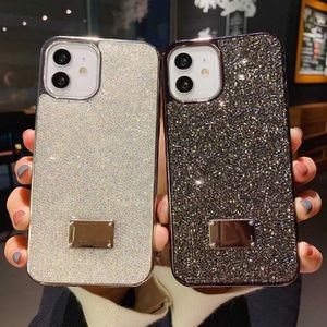 Casos de telefone de glitter bling de luxo para iPhone 13 Pro Max I 12 11 xs xsmax xr 8 7plus designer de moda plating shinestone diamante feminino macio