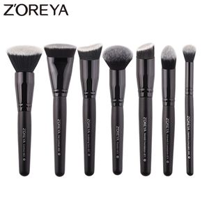 Zoreya Black Makeup Brushs Set Eye Face Cosmetic Foundation Powder Rund Eyeshadow Kabuki Смешивание макияжа кисти для красоты 220812